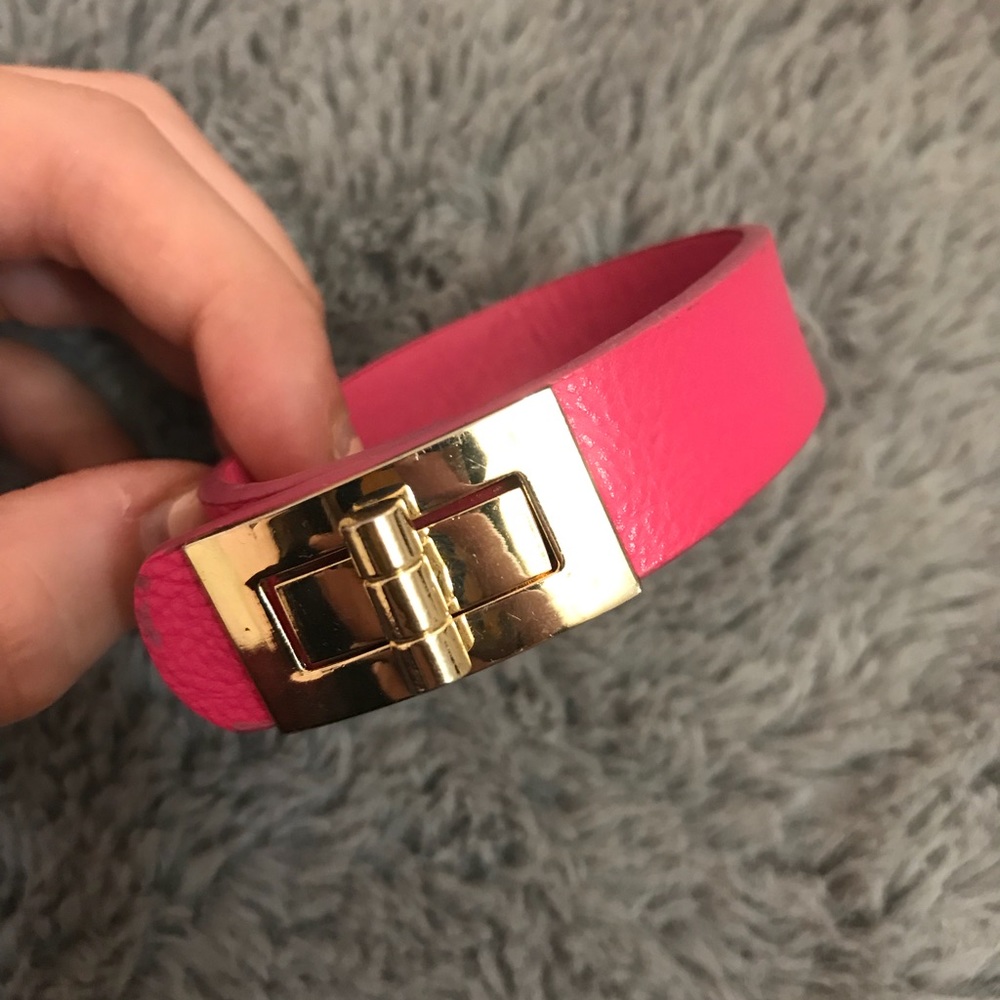 Charlotte Russe Hot pink leather belt bracelet